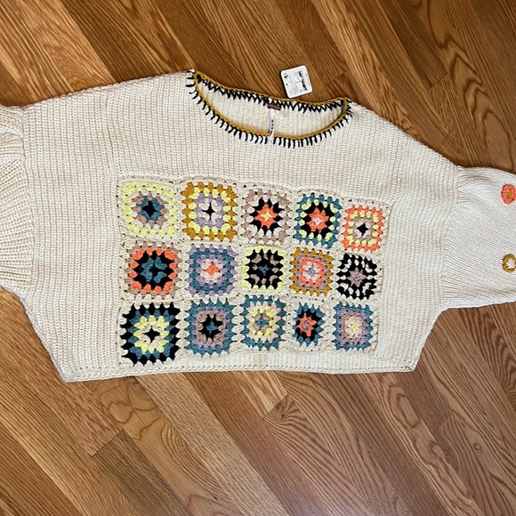 Free People Dahlia Crochet Pullover Size Medium NWT - Picture 9 of 17